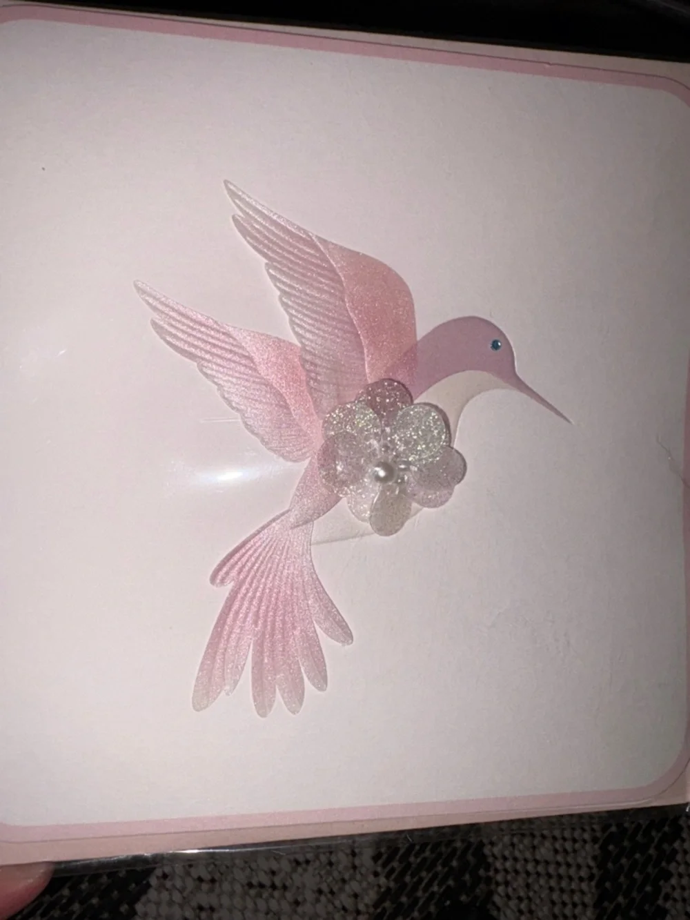 🆕Papyrus Pink Embellished Hummingbird Birthday Greeting Card